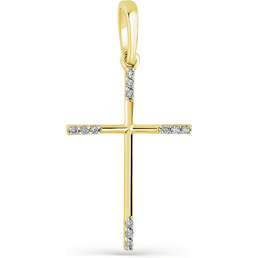 Крестик с 12 бриллиантами из жёлтого золота (арт. 2161814)