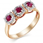 Кольцо с рубинами и бриллиантами из красного золота (арт. 2167221)