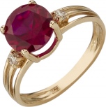 Кольцо с фианитами и рубином из красного золота (арт. 2180159)
