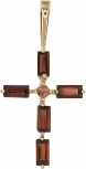 Крестик с 6 гранатами из красного золота (арт. 2180842)