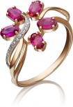 Кольцо с рубинами и бриллиантами из красного золота (арт. 2440187)