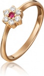 Кольцо с бриллиантами и рубином из красного золота (арт. 2441402)