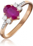 Кольцо с рубином и бриллиантами из красного золота (арт. 2442043)
