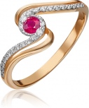 Кольцо с рубином и бриллиантами из красного золота (арт. 2442234)