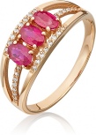 Кольцо с рубинами и бриллиантами из красного золота (арт. 2444346)