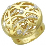 Кольцо с бриллиантами из желтого золота 750 пробы (арт. 324985)