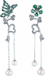 Серьги с жемчугом и фианитами из серебра (арт. 748451)