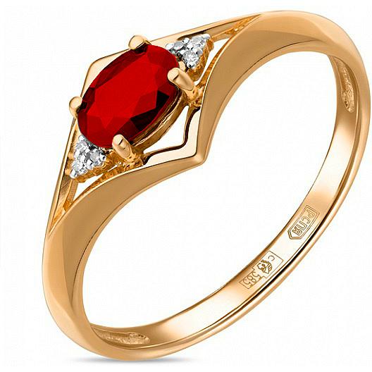 Кольцо с рубином и бриллиантами из красного золота (арт. 2000513)