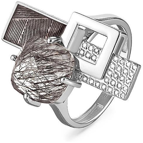 Кольцо с кварцем и бриллиантами из белого золота (арт. 2041507)