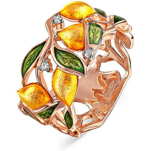 Кольцо Лимонное дерево с 3 бриллиантами из красного золота (арт. 2042482)