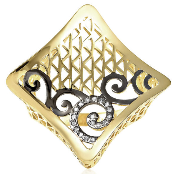 Кольцо с 18 бриллиантами из жёлтого золота (арт. 2042530)