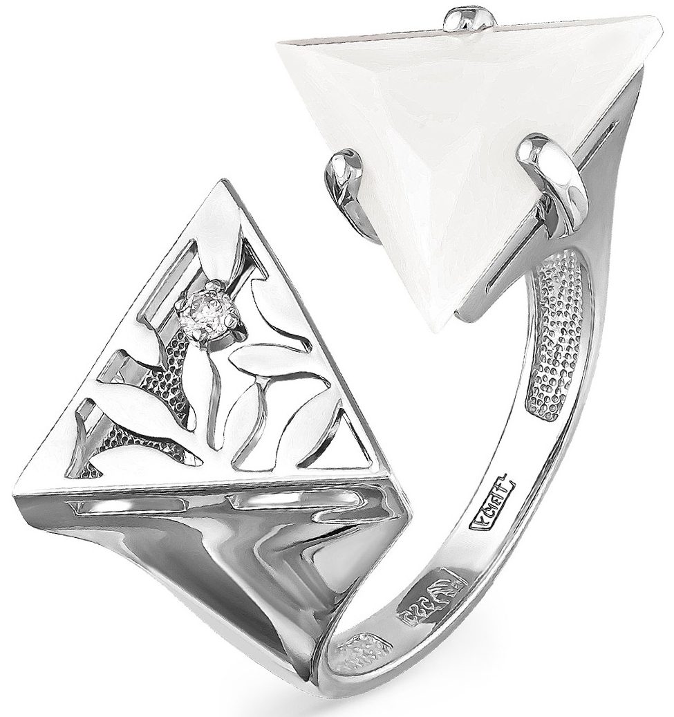 Кольцо с нефритом и бриллиантом из белого золота (арт. 2042827)