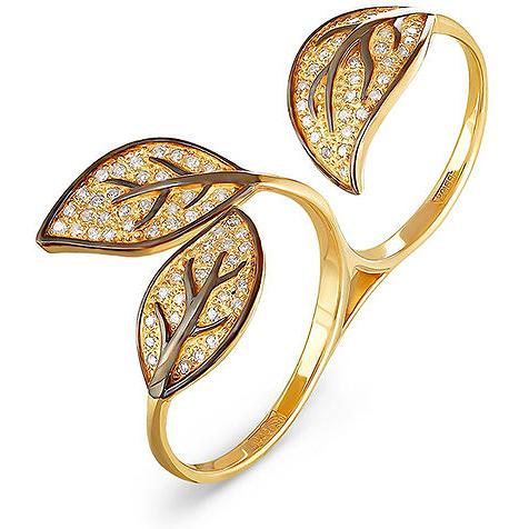 Кольцо на два пальца с 79 бриллиантами из жёлтого золота (арт. 2043050)