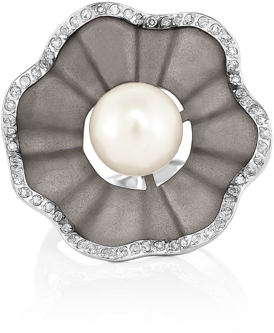 Кольцо с жемчугом и бриллиантами из белого золота (арт. 2044171)