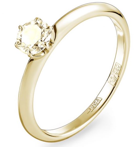 Кольцо с 1 бриллиантом из жёлтого золота (арт. 2044542)