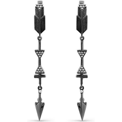 Серьги Стрелы с 32 фианитами из чернёного серебра (арт. 2047627)