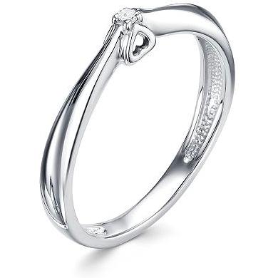 Кольцо с 1 бриллиантом из серебра (арт. 2053058)