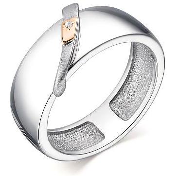 Кольцо с 1 бриллиантом из серебра и золота (арт. 2054957)