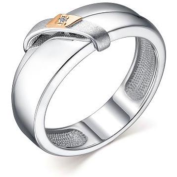 Кольцо с 1 бриллиантом из серебра и золота (арт. 2055570)