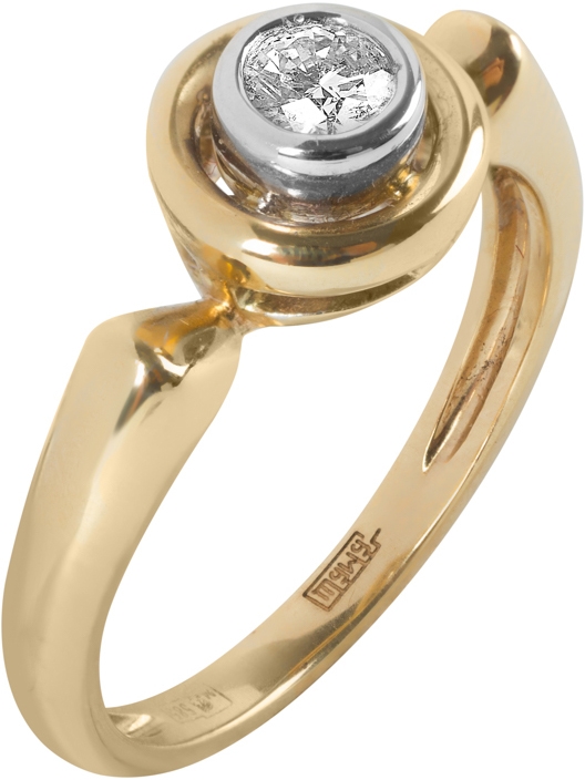 Кольцо с 1 бриллиантом из жёлтого золота (арт. 2080176)