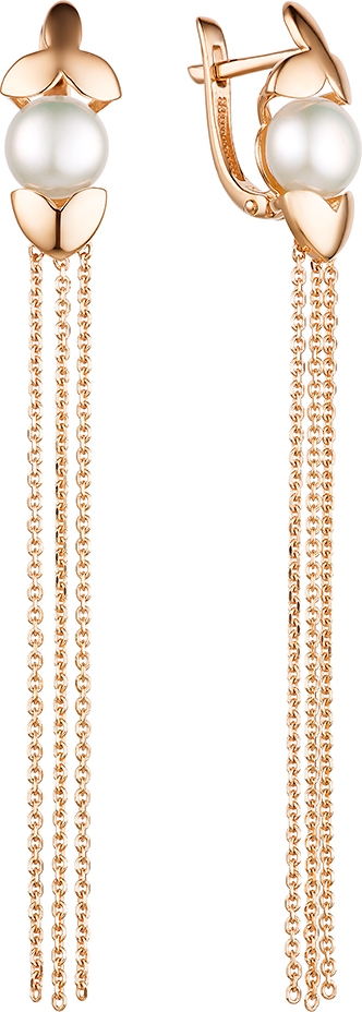 Серьги с 2 жемчугом из красного золота (арт. 2110169)