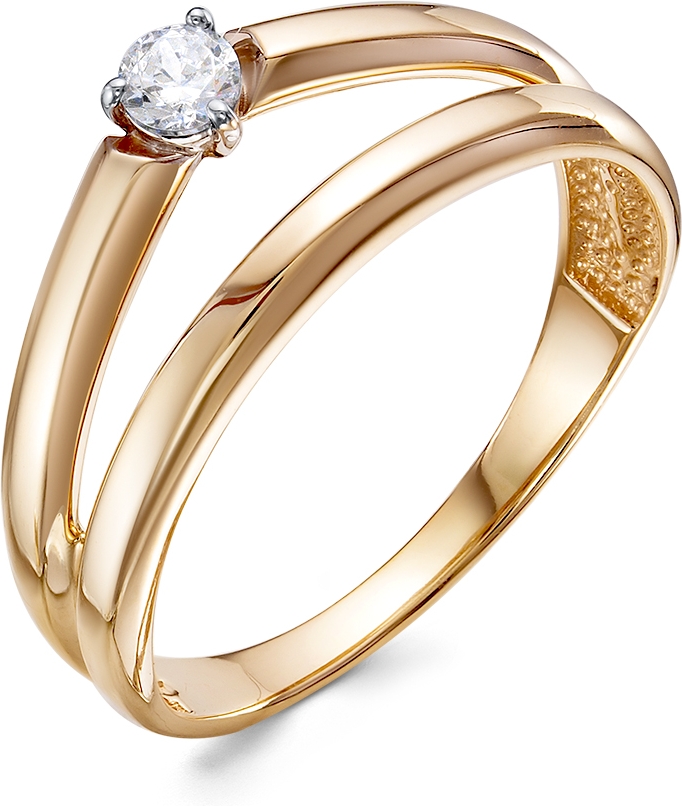 Кольцо с 1 фианитом из красного золота (арт. 2110844)