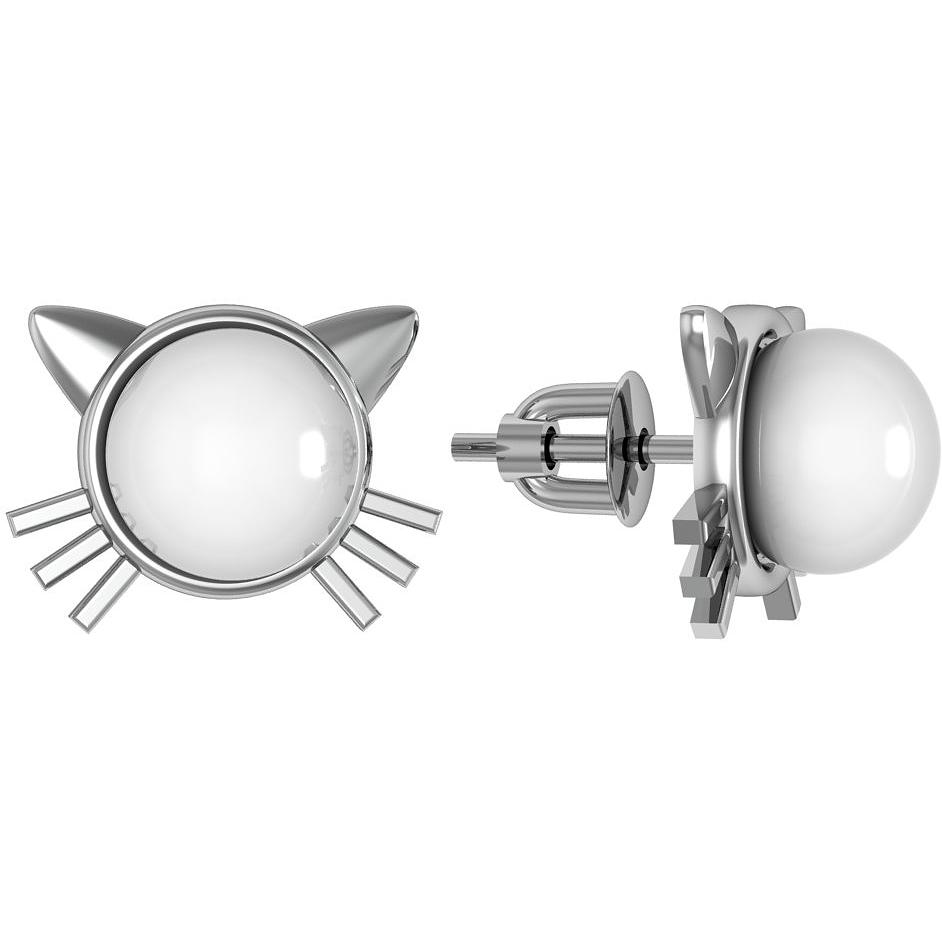 Серьги Кошки с 2 жемчугом из серебра (арт. 2124723)