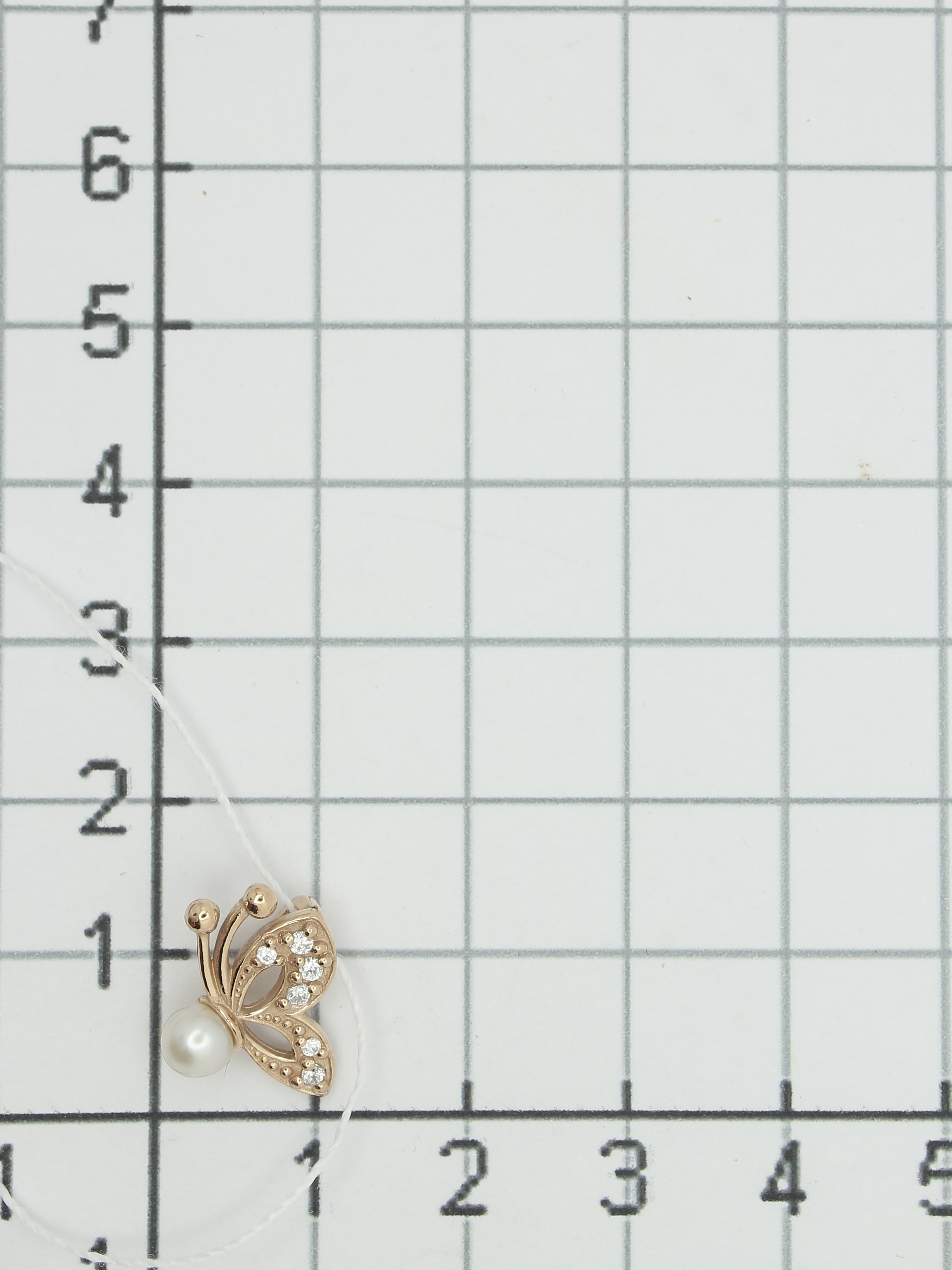 Подвеска Бабочка с жемчугом и фианитами из серебра с позолотой (арт. 2128339)