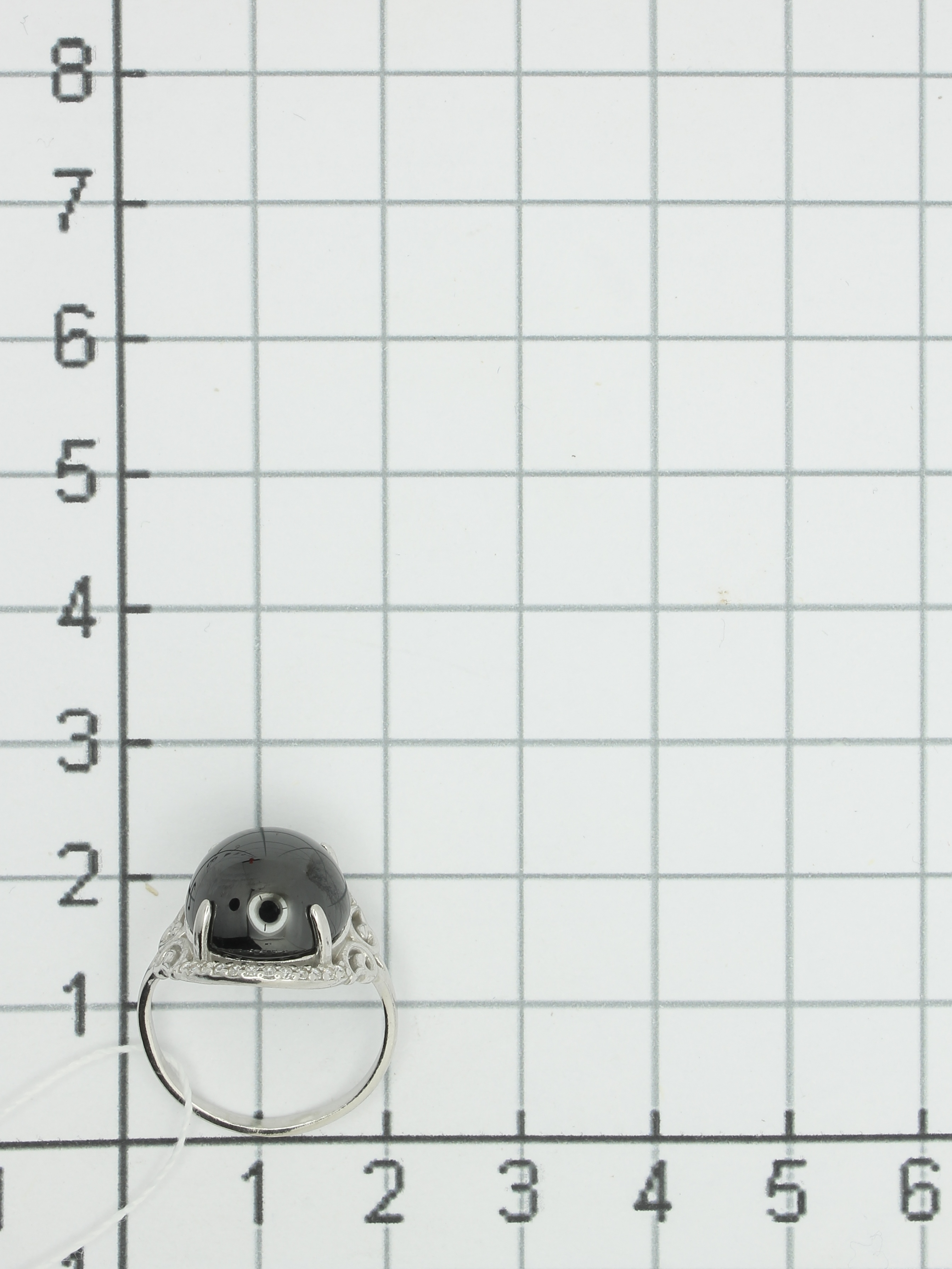 Кольцо с фианитами и гематитом из серебра (арт. 2128456)