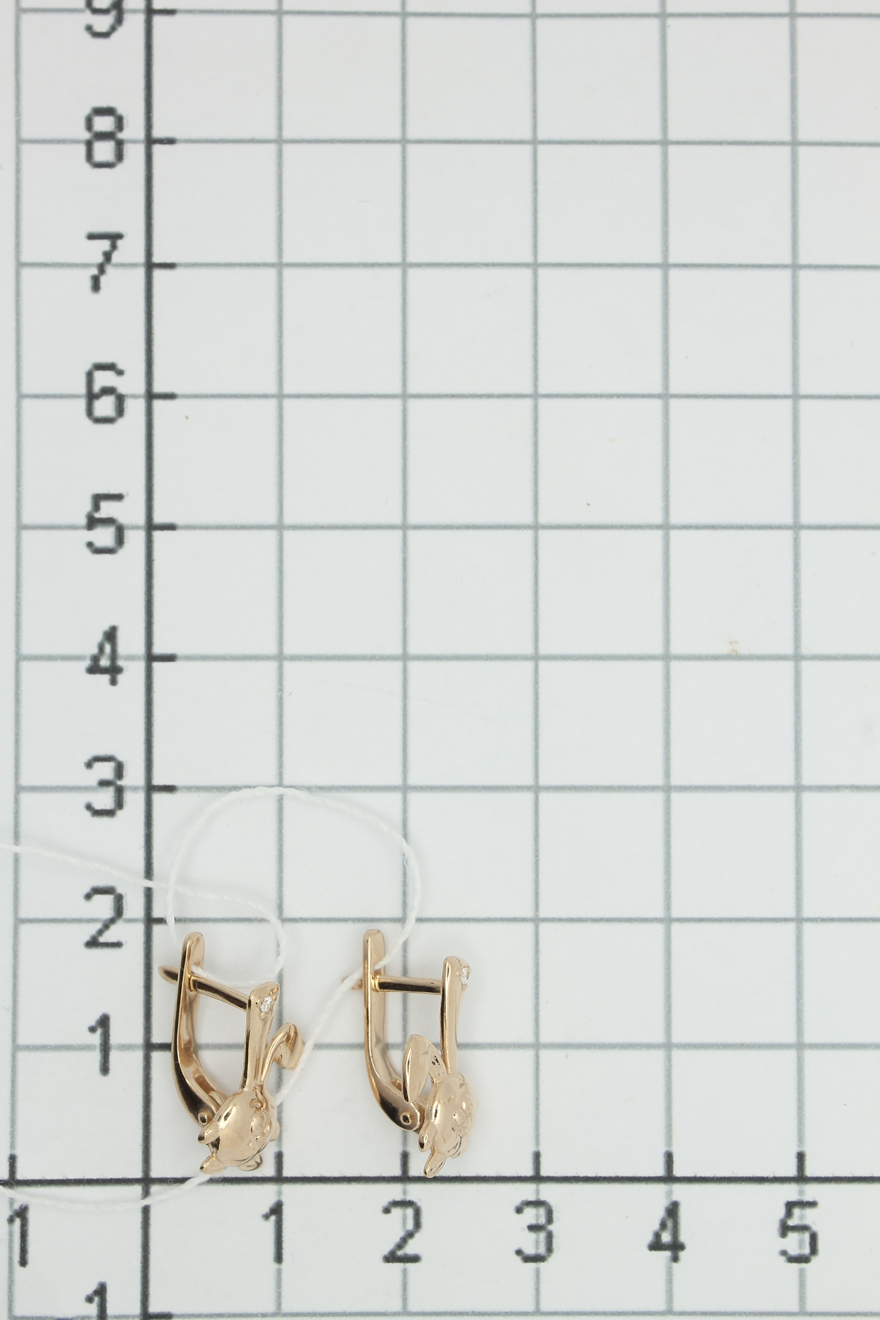 Серьги Зайки с 2 фианитами из серебра с позолотой (арт. 2128687)