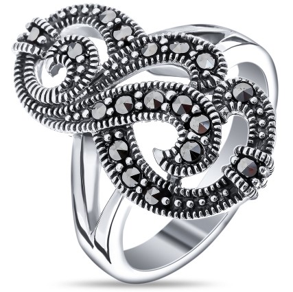 Кольцо с марказитами из серебра (арт. 2140633)
