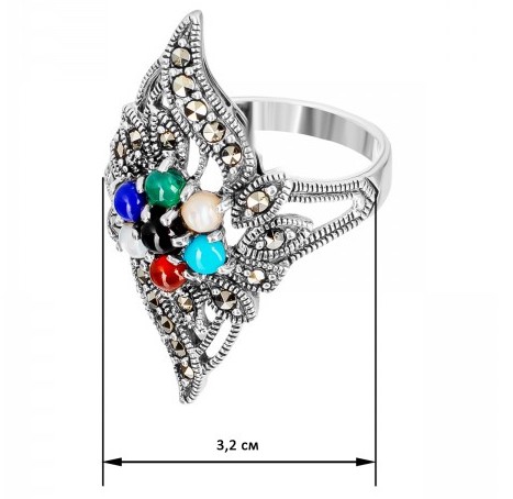 Кольцо с россыпью цветных камней из серебра (арт. 2143021)