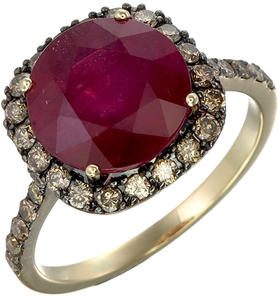 Кольцо с рубином и бриллиантами из жёлтого золота (арт. 2150603)
