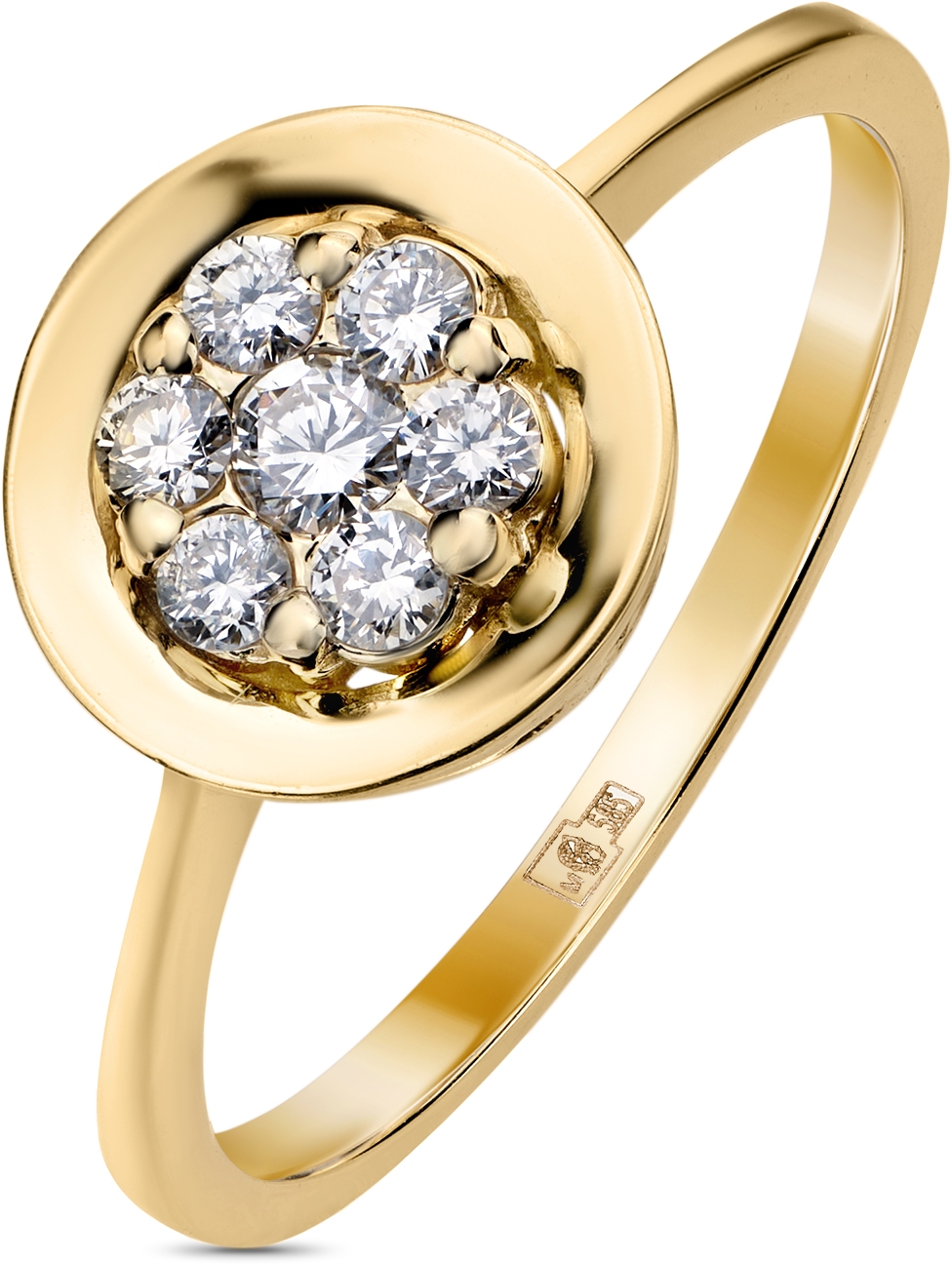 Кольцо с 7 бриллиантами из жёлтого золота (арт. 2150648)