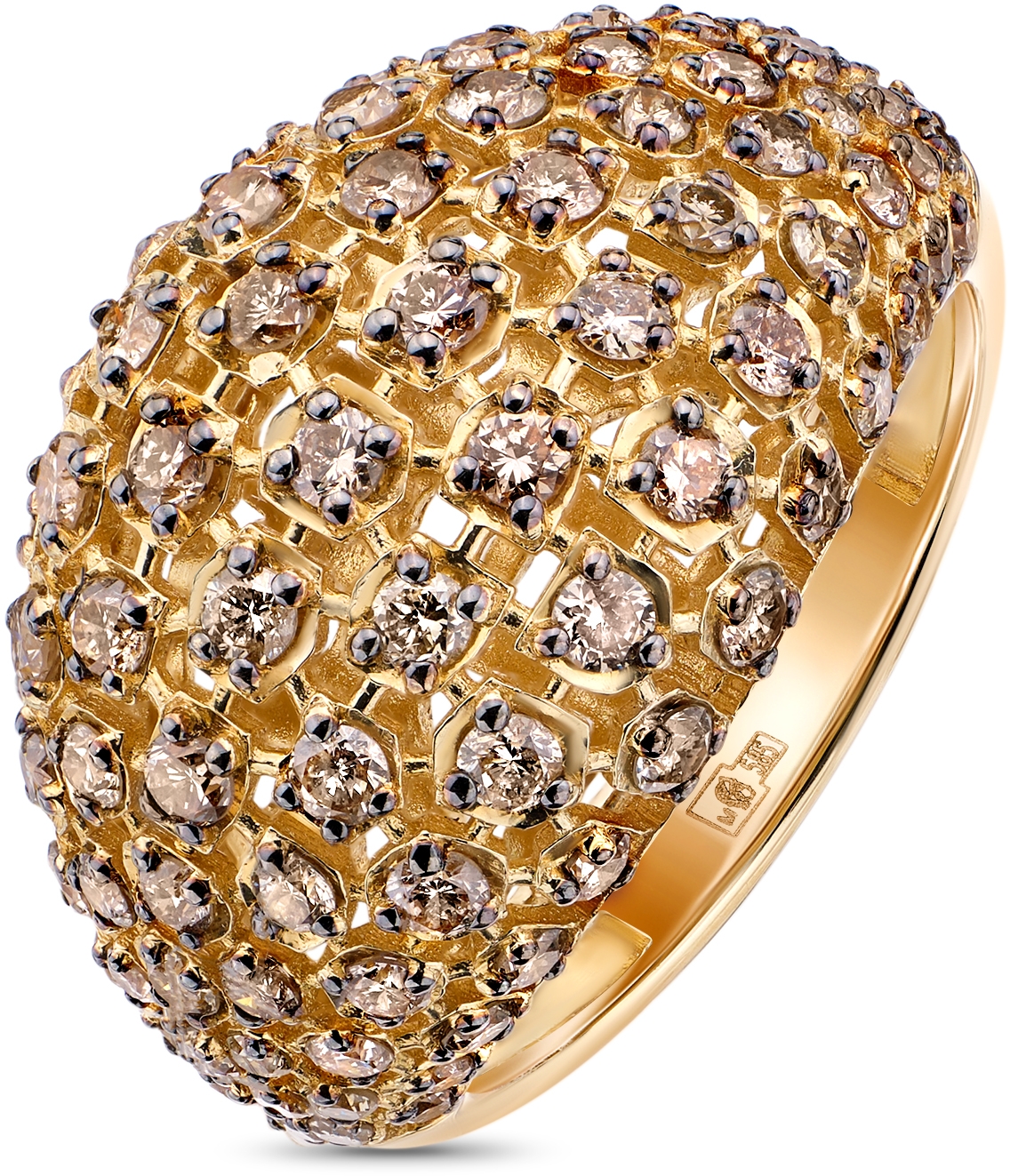 Кольцо с 91 бриллиантом из жёлтого золота (арт. 2150723)