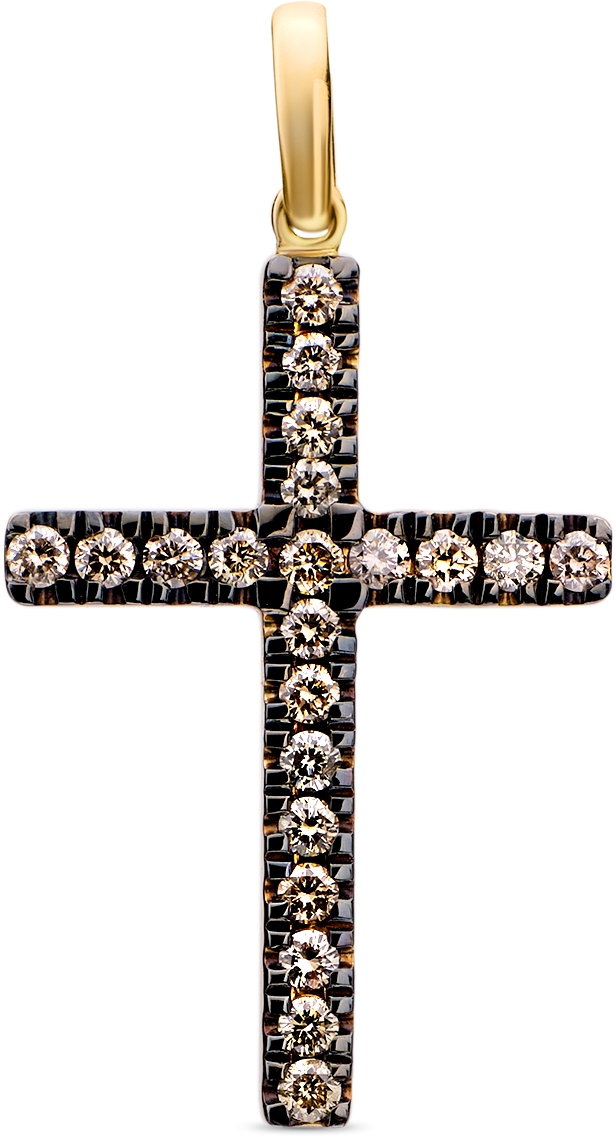 Крестик с 21 бриллиантом из жёлтого золота (арт. 2151246)