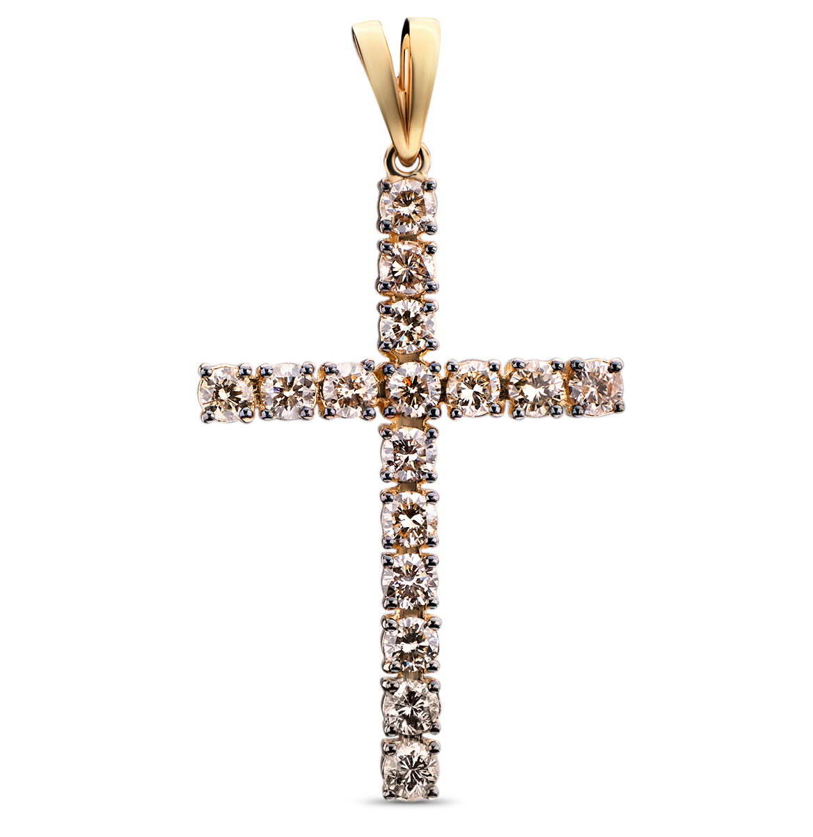 Крестик с 16 бриллиантами из жёлтого золота (арт. 2151341)