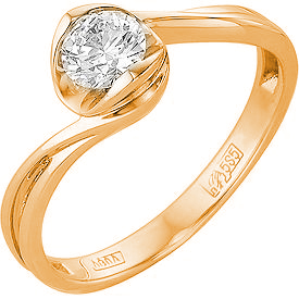 Кольцо с 1 бриллиантом из красного золота (арт. 2160190)