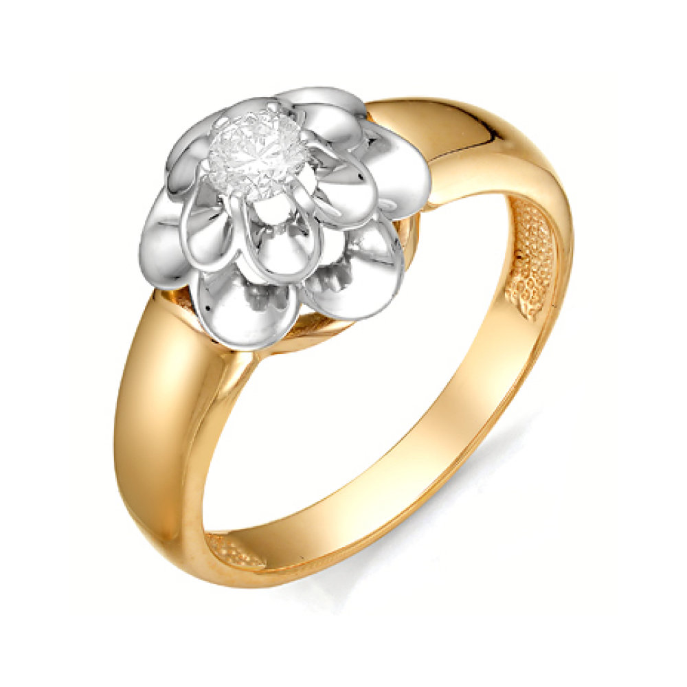 Кольцо Цветок с 1 бриллиантом из красного золота (арт. 2160270)