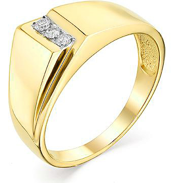 Кольцо с 3 бриллиантами из жёлтого золота (арт. 2160879)