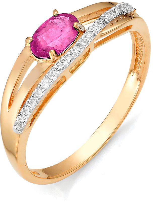 Кольцо с рубином и бриллиантами из красного золота (арт. 2161437)