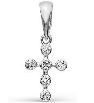 Крестик с 6 бриллиантами из белого золота (арт. 2162540)
