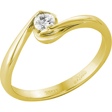Кольцо с 1 бриллиантом из жёлтого золота (арт. 2162606)