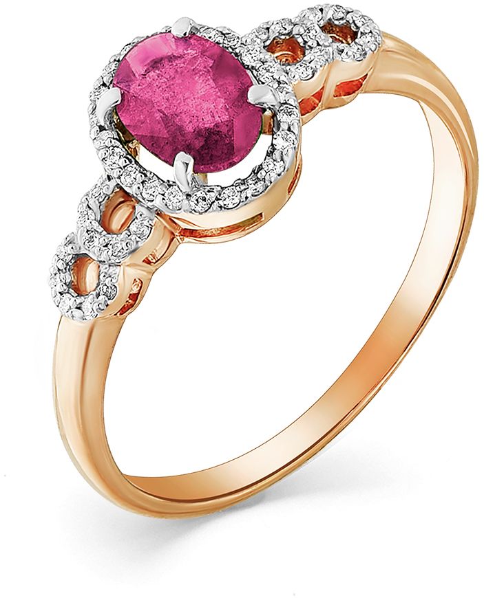 Кольцо с рубином и бриллиантами из красного золота (арт. 2162707)