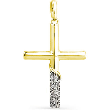 Крестик с 40 бриллиантами из жёлтого золота (арт. 2162832)