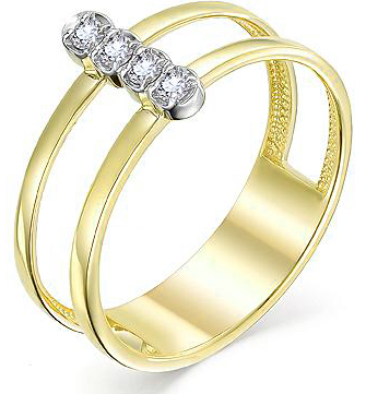 Кольцо с 4 бриллиантами из жёлтого золота (арт. 2163138)