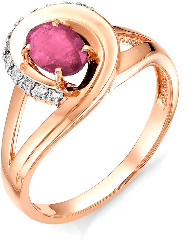 Кольцо с рубином и бриллиантами из красного золота (арт. 2163140)