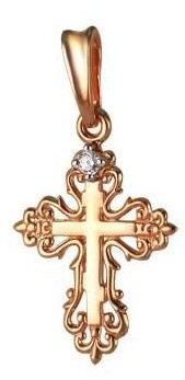 Крестик с 1 бриллиантом из красного золота (арт. 2163183)