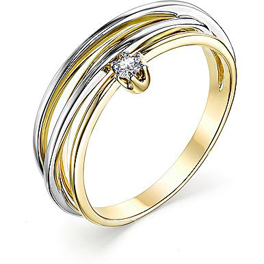Кольцо с 1 бриллиантом из жёлтого золота (арт. 2163525)