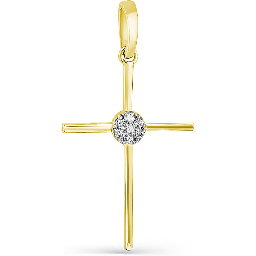 Крестик с 7 бриллиантами из жёлтого золота (арт. 2163942)